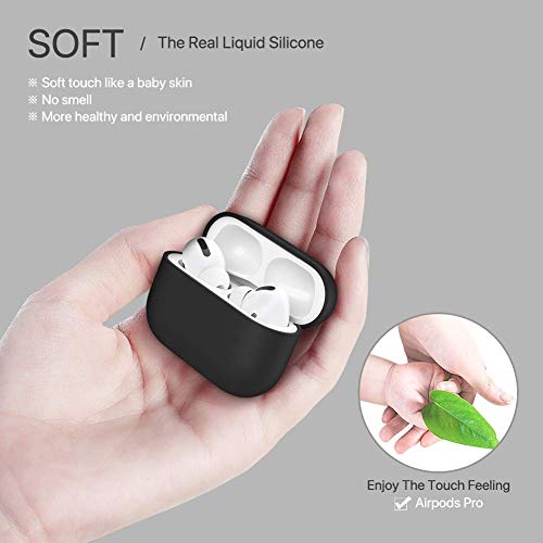 miracase MOVING LIFE Funda para Airpods Pro, Silicona líquida de Triple Capa, LED Visible y Funda rígida de Silicona a Prueba de Golpes (Negro)