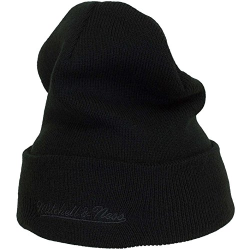 Mitchell and Ness - Gorro de punto con parche M&N, color negro