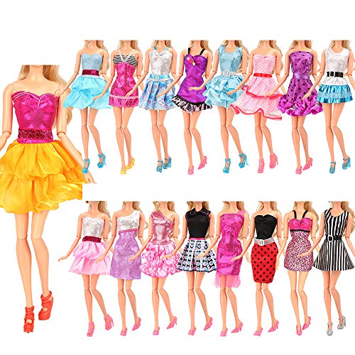 Miunana mucho 22 ARTICULOS: 12 Piezas Vestido Fashion Falda Mini Fiesta Ropas Casual + 10 Zapatos Accesorios como Regalo Estilo al Azar para 11.5 Pulgada 30CM Muñeca