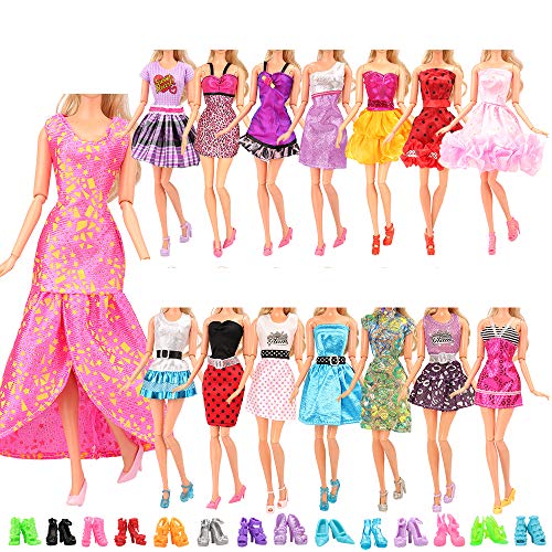 Miunana mucho 22 ARTICULOS: 12 Piezas Vestido Fashion Falda Mini Fiesta Ropas Casual + 10 Zapatos Accesorios como Regalo Estilo al Azar para 11.5 Pulgada 30CM Muñeca