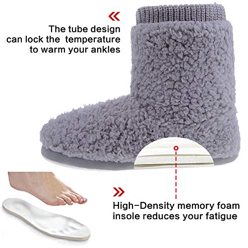 MIXIN Zapatillas de botín cómodas para mujer con forro de piel sintética, zapatillas antideslizantes por casa, interior y exterior