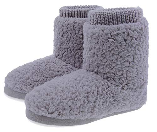 MIXIN Zapatillas de botín cómodas para mujer con forro de piel sintética, zapatillas antideslizantes por casa, interior y exterior