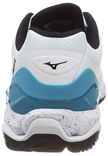 Mizuno Wave Stealth V, Zapatillas Deportivas para Interior Unisex Adulto, Blanco (Wht/Black/Enamel Blue 85), 46.5 EU