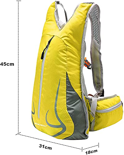 Mochila Ciclismo Impermeable Mujer 14L Bicicleta Bolso Ligero Ciclismo Accesorios Mochilas MTB Hombre Para Esqui Senderismo Trekking Viaje Correr Caminar Camping Trotar Corriendo Deporte,Amarillo