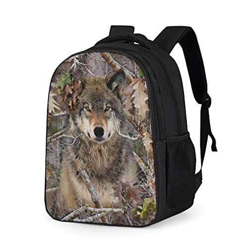 Mochila escolar con diseño de lobo de camuflaje para adolescentes y niños, con estilo de libro, mochila para niños, mochila para viajes, Gris brillante., Talla única,