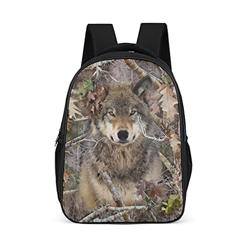 Mochila escolar con diseño de lobo de camuflaje para adolescentes y niños, con estilo de libro, mochila para niños, mochila para viajes, Gris brillante., Talla única,