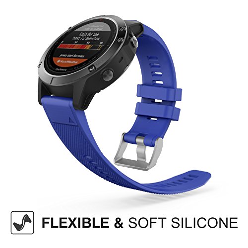 MoKo Correa Compatible con Garmin Fenix 6/6 Pro/5/5 Plus/Forerunner 945/935/Approach S62/S60/Quatix 6/Instinct/MARQ, 22mm Quick Fit Banda Pulsera de Silicona de Repuesto, Azul Royal