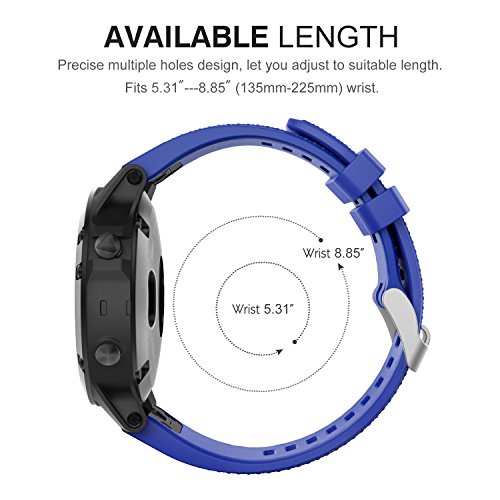 MoKo Correa Compatible con Garmin Fenix 6/6 Pro/5/5 Plus/Forerunner 945/935/Approach S62/S60/Quatix 6/Instinct/MARQ, 22mm Quick Fit Banda Pulsera de Silicona de Repuesto, Azul Royal