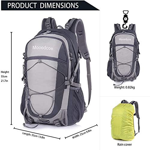 Mooedcoe 40L Mochila Senderismo Montaña Trekking Macutos de Viaje Acampada Marcha (Gris)