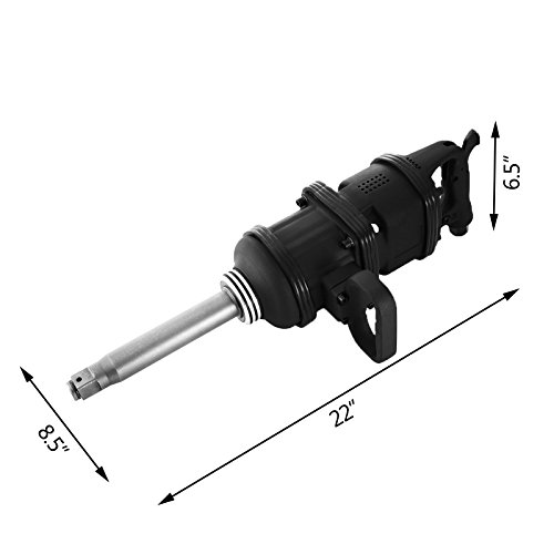 Mophorn 1" Pistola de Impacto Neumática 3200PRM, 6800 N.M Llave de Impacto Neumática Unidad de Alto Rendimiento Unidad 5000FT.LBS Llave de Impacto de Aire con Eje Largo (XM80T)