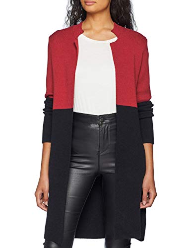 Morgan Gilet Long MBLOCK Cardigan Sweater, Multicolor (Bordeaux/Noir), Medium Women's