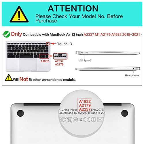 MOSISO Funda Dura Compatible con MacBook Air 13 2020 2019 2018 A2337 M1 A2179 A1932 Retina,Plástico Carcasa Rígida&Funda Protectora&Pantalla Protector&Piel de Teclado&Webcam Cubierta,Rojo