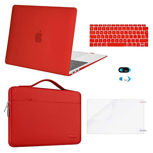 MOSISO Funda Dura Compatible con MacBook Air 13 2020 2019 2018 A2337 M1 A2179 A1932 Retina,Plástico Carcasa Rígida&Funda Protectora&Pantalla Protector&Piel de Teclado&Webcam Cubierta,Rojo