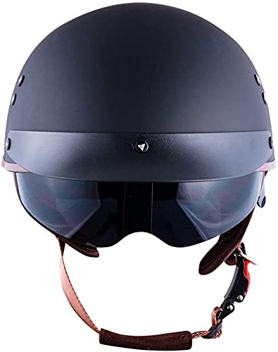 Moto Retro Casco Jet con Visera Solar Casco Moto Abierto Unisex Motocicleta Media Cáscara Casco Scooter Cruiser Chopper Protección Casco,Certificación ECE