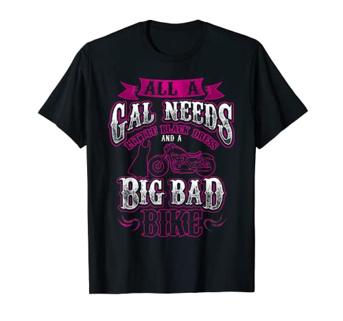 Motocicleta Mujeres Little Black Dress Big Bad Bike Biker Camiseta