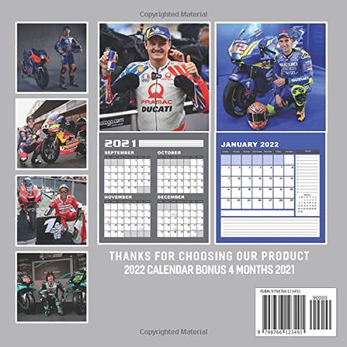 MotoGP Top Rider Calendar 2022: January 2022 - December 2022 OFFICIAL Squared Monthly Calendar, 12 Months | BONUS 4 Months 2021