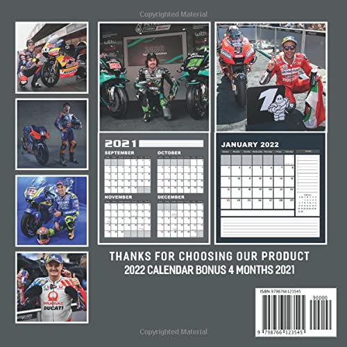 MotoGP Top Rider Calendar 2022: January 2022 - December 2022 OFFICIAL Squared Monthly Calendar, 12 Months | BONUS 4 Months 2021