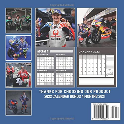 MotoGP Top Rider Calendar 2022: January 2022 - December 2022 OFFICIAL Squared Monthly Calendar, 12 Months | BONUS 4 Months 2021