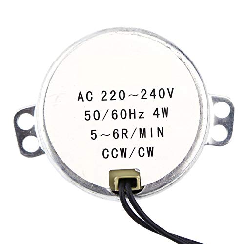 Motor síncrono, 1 unidad 220-240V CA 4W ​​CW/CCW 4W 50/60Hz Motor síncrono Motorreductor para mecanismo de ventilación de ventilador eléctrico, calentador(5-6RPM)