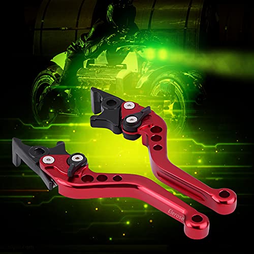 Motorcycle Double Disc Brake Handle,Universal Motorcycle Scooter Modified CNC Aluminum Alloy Double Disc Brake Lever Horn Adjustable (1 pair)(Rojo)