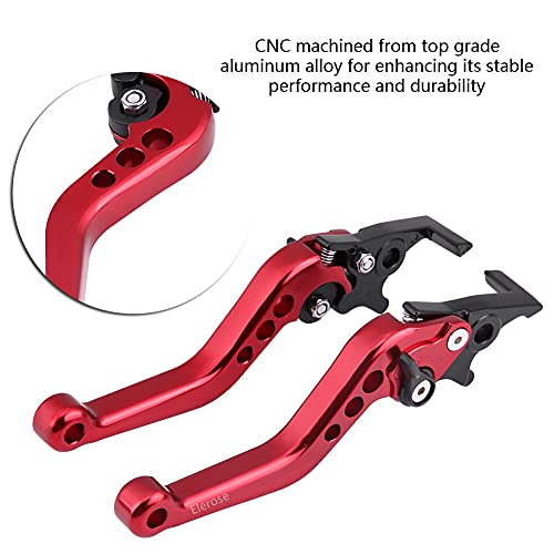 Motorcycle Double Disc Brake Handle,Universal Motorcycle Scooter Modified CNC Aluminum Alloy Double Disc Brake Lever Horn Adjustable (1 pair)(Rojo)