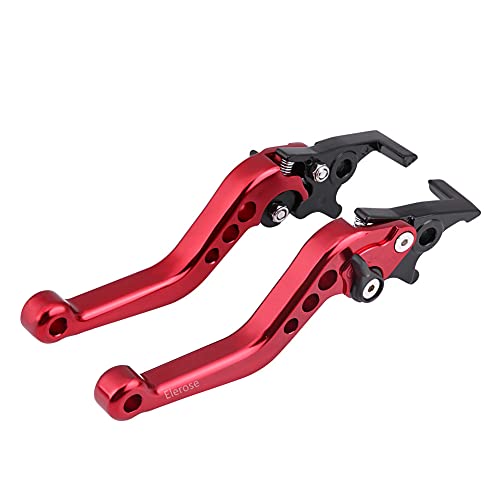 Motorcycle Double Disc Brake Handle,Universal Motorcycle Scooter Modified CNC Aluminum Alloy Double Disc Brake Lever Horn Adjustable (1 pair)(Rojo)