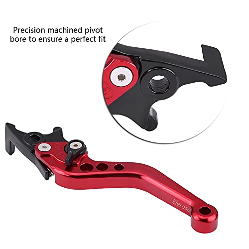 Motorcycle Double Disc Brake Handle,Universal Motorcycle Scooter Modified CNC Aluminum Alloy Double Disc Brake Lever Horn Adjustable (1 pair)(Rojo)