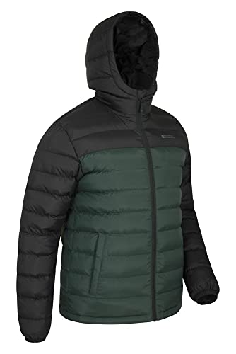 Mountain Warehouse Seasons Chaqueta Acolchada para Hombre - Chaqueta térmica Impermeable, Ligera y Aislante, con Capucha y Relleno de Microfibra - Ideal para la montaña Verde XXL