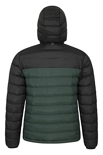 Mountain Warehouse Seasons Chaqueta Acolchada para Hombre - Chaqueta térmica Impermeable, Ligera y Aislante, con Capucha y Relleno de Microfibra - Ideal para la montaña Verde XXL