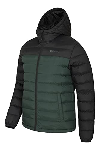 Mountain Warehouse Seasons Chaqueta Acolchada para Hombre - Chaqueta térmica Impermeable, Ligera y Aislante, con Capucha y Relleno de Microfibra - Ideal para la montaña Verde XXL