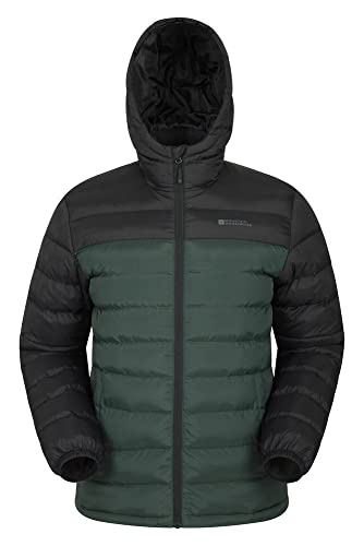 Mountain Warehouse Seasons Chaqueta Acolchada para Hombre - Chaqueta térmica Impermeable, Ligera y Aislante, con Capucha y Relleno de Microfibra - Ideal para la montaña Verde XXL