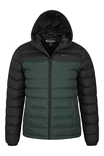 Mountain Warehouse Seasons Chaqueta Acolchada para Hombre - Chaqueta térmica Impermeable, Ligera y Aislante, con Capucha y Relleno de Microfibra - Ideal para la montaña Verde XXL