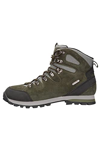 Mountain Warehouse Vibram Botas Impermeables para excursiones - Parte Superior de Malla de Ante, Calzado con Planta Acolchada, Agarre Firme - para Senderismo, Exteriores Caqui 43