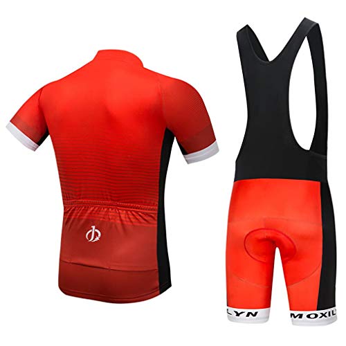 Moxilyn Ropa de Ciclismo para Hombre Traje de Bicicleta Conjunto de Verano Top + Bib Shorts Acolchados, Almohadilla de Asiento de Gel 9D para Montar En Bicicleta Conjunto Cómodo y De Secado Rápido