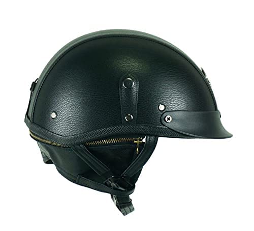 MRDAER Casco de Cuero de Motocicleta Vintage, Medio Casco, Hombres y Mujeres, Adultos, Motocicleta de Cara Abierta, Cascos, Casco de Media Carcasa, Gorra de béisbol de Moda, Casco para Scooter, gor