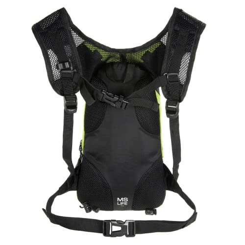 MS Life - Mochila reflectante, ligera, 5 l, USB recargable, indicador de dirección de la señal, inalámbrica, LED para hacer bicicleta de noche, impermeable, bicicleta o patinete., verde, L