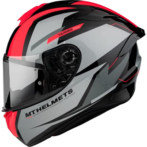 MT Helmets - Casco Integral FF106 Targo Pro Sound (A5 Gris/Rojo, L)