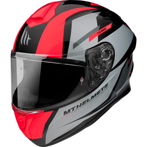 MT Helmets - Casco Integral FF106 Targo Pro Sound (A5 Gris/Rojo, L)