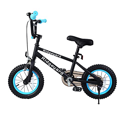 MuGuang – Bicicleta infantil para niñas y niños a partir de 3 – 4 años | Bicicleta infantil de 12 pulgadas para niños BMX Freestyle | Bicicleta para niños | Prueba sin riesgo (azul marino)
