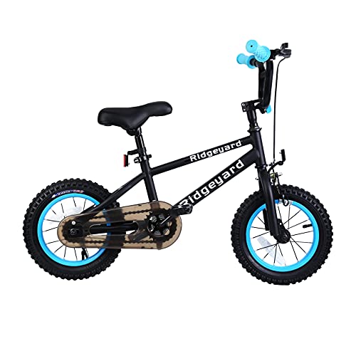 MuGuang – Bicicleta infantil para niñas y niños a partir de 3 – 4 años | Bicicleta infantil de 12 pulgadas para niños BMX Freestyle | Bicicleta para niños | Prueba sin riesgo (azul marino)