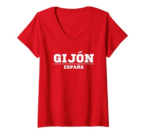 Mujer Gijón España Vintage Gijón Camiseta Cuello V