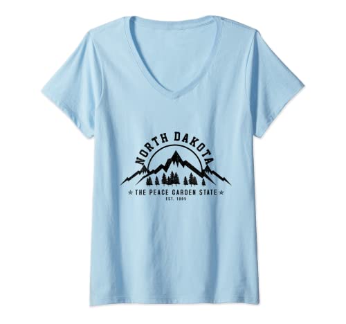 Mujer North Dakota State Est. 1889 - Regalo vintage Camiseta Cuello V