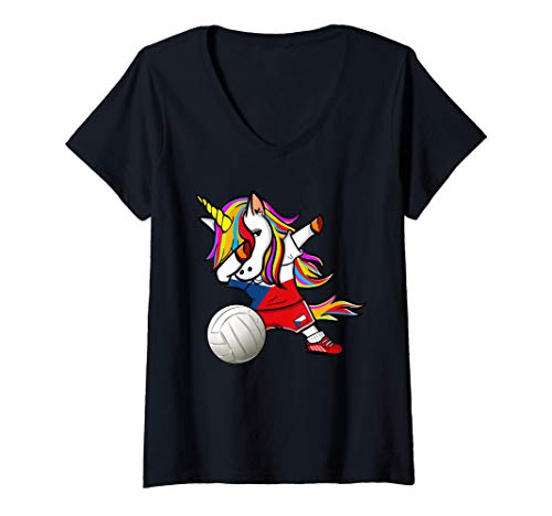 Mujer Unicornio Voleibol de la República Checa Bandera Checa Sport Camiseta Cuello V