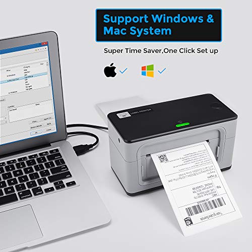 MUNBYN-Impresora de Etiquetas Autoadhesivas Etiquetadora para Pegatinas Adhesiva térmica Directa para envío USB de Alta Velocidad 150 mm/s, 4x6 MAX 110 mm-Gris