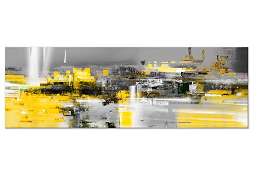 murando Cuadro en Lienzo Abstracto 150x50 cm 1 Parte impresión en Material Tejido no Tejido Cuadro de Pared impresión artística fotografía Imagen gráfica decoración - Gris Amarillo a-A-0515-b-a