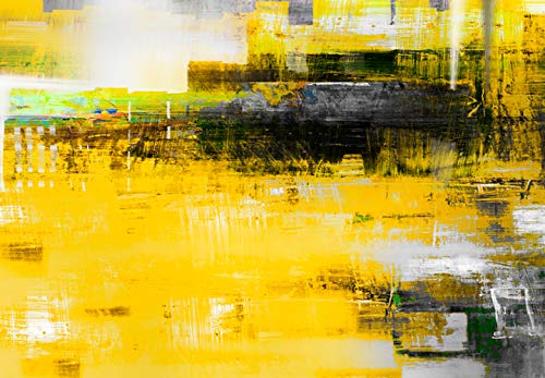 murando Cuadro en Lienzo Abstracto 150x50 cm 1 Parte impresión en Material Tejido no Tejido Cuadro de Pared impresión artística fotografía Imagen gráfica decoración - Gris Amarillo a-A-0515-b-a