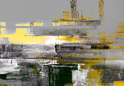 murando Cuadro en Lienzo Abstracto 150x50 cm 1 Parte impresión en Material Tejido no Tejido Cuadro de Pared impresión artística fotografía Imagen gráfica decoración - Gris Amarillo a-A-0515-b-a