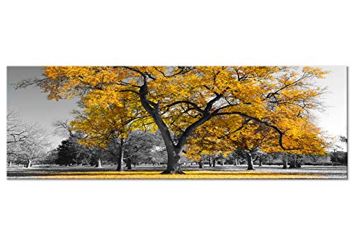 murando Cuadro en Lienzo Arbol 150x50 cm 1 Parte Impresión en Material Tejido no Tejido Impresión Artística Imagen Gráfica Decoracion de Pared Naturaleza Paisaje Amarillo Gris c-B-0545-b-c