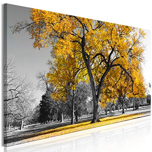 murando Cuadro en Lienzo Arbol 150x50 cm 1 Parte Impresión en Material Tejido no Tejido Impresión Artística Imagen Gráfica Decoracion de Pared Naturaleza Paisaje Amarillo Gris c-B-0545-b-c