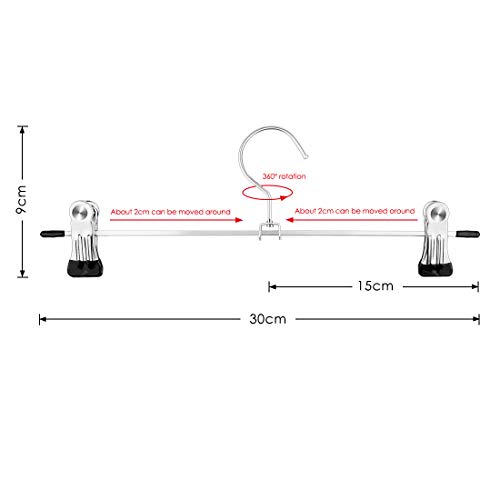 Mutsitaz 10 Pcs Perchas para Pantalones Faldas con Clip, Revestimiento de Metal Cromado, para Pantalones, Faldas, Antideslizante, Ahorra Espacio